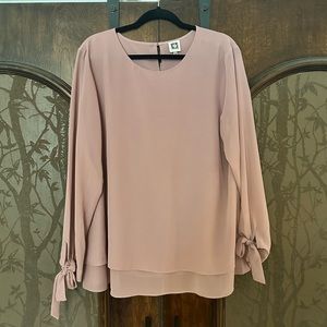 Anne Klein Mauve Blouse with Tie Sleeves